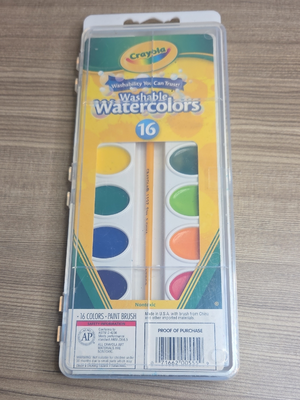 Crayola Washable Watercolors - Yellow, Green, Blue, Orange, Pink Set